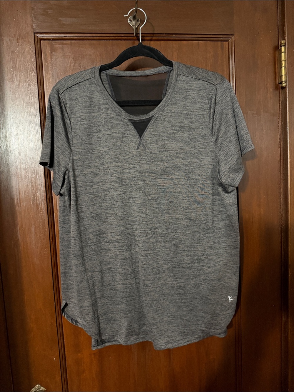 Danskin Heather Gray Short Sleeve V-Notch Active Tee